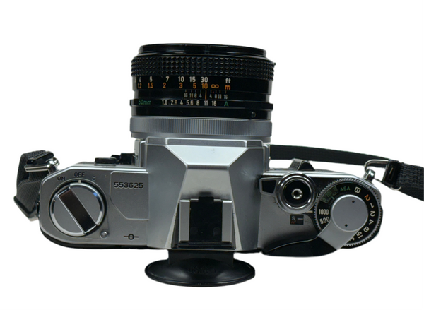 Canon AT-1 35mm SLR film camera with 50mm lens