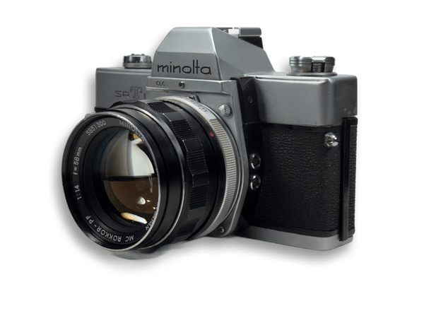 Minolta camera SRT101 on a white background