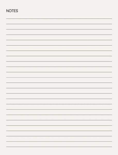 Printable Daily Journal notes page with lined format for writing thoughts, goals, or gratitude. Ideal for office supplies and productivity planning.