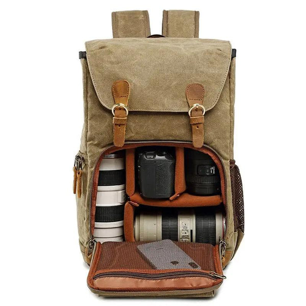 canvas camera backpack - front