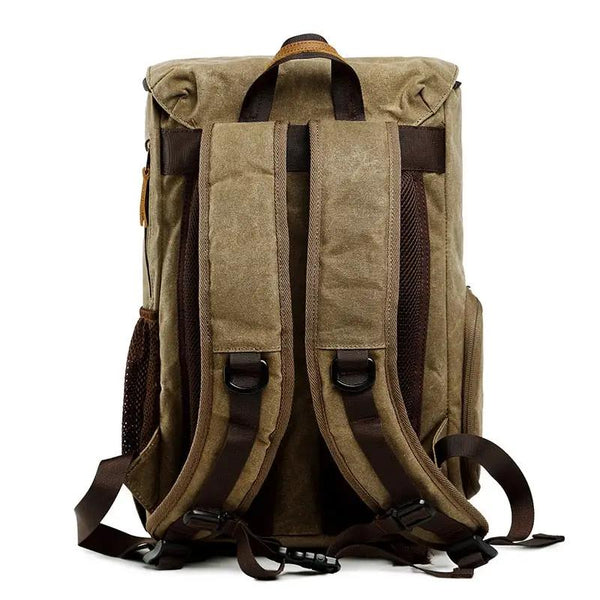 canvas camera backpack - back