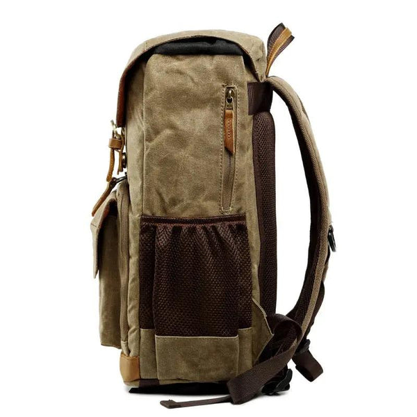 canvas camera backpack -side