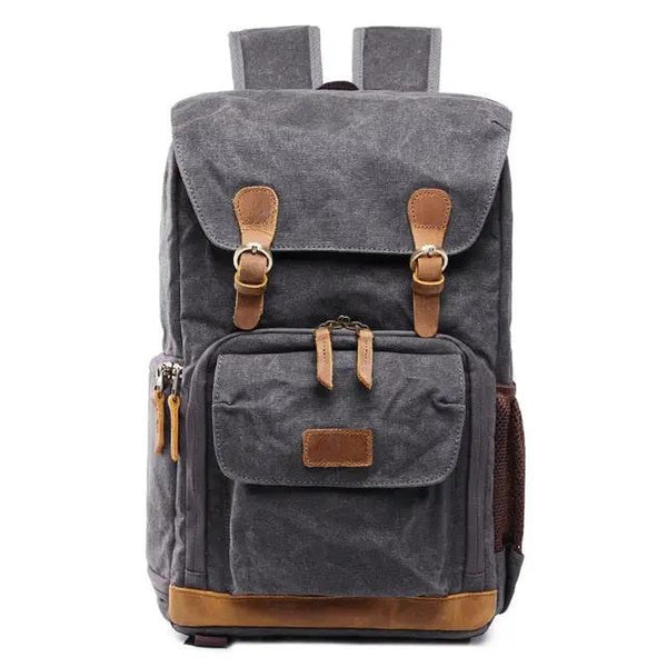 canvas camera backpack - Grey front